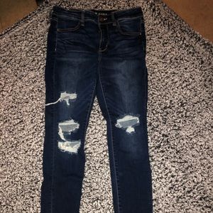 AE dark wash high-rise skinny jeans